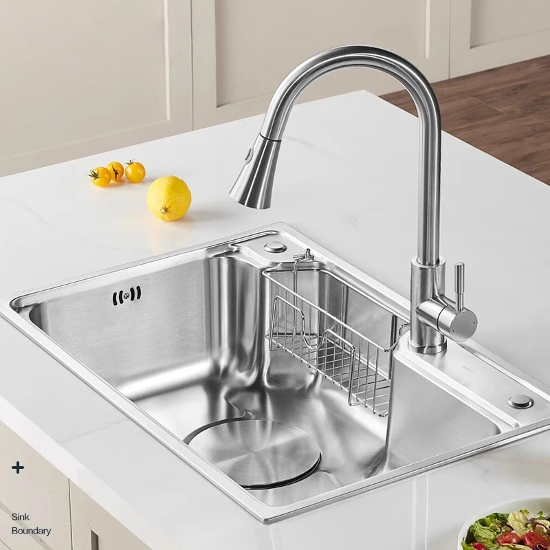 Waterfall Large Thickened Nano 304 Stainless Steel Kitchen Sink Wash Basin and Pull-Out Faucet Kitchen Sink Set