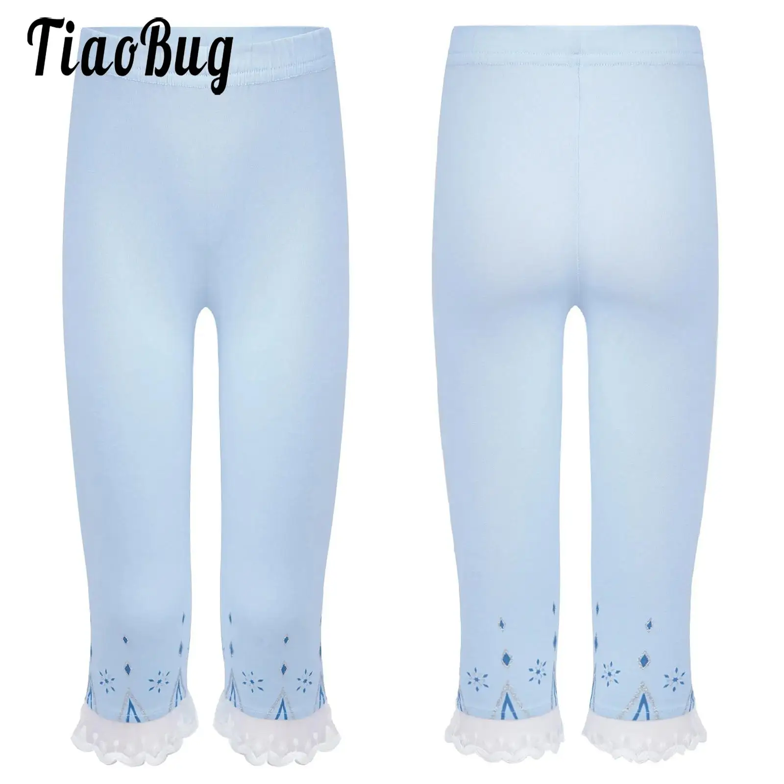 

Girls Lace Trim Calf-Length Leggings Daily School Costumes Cute Printed Pants for Wedding Birthday Party Vacation Picnic Park