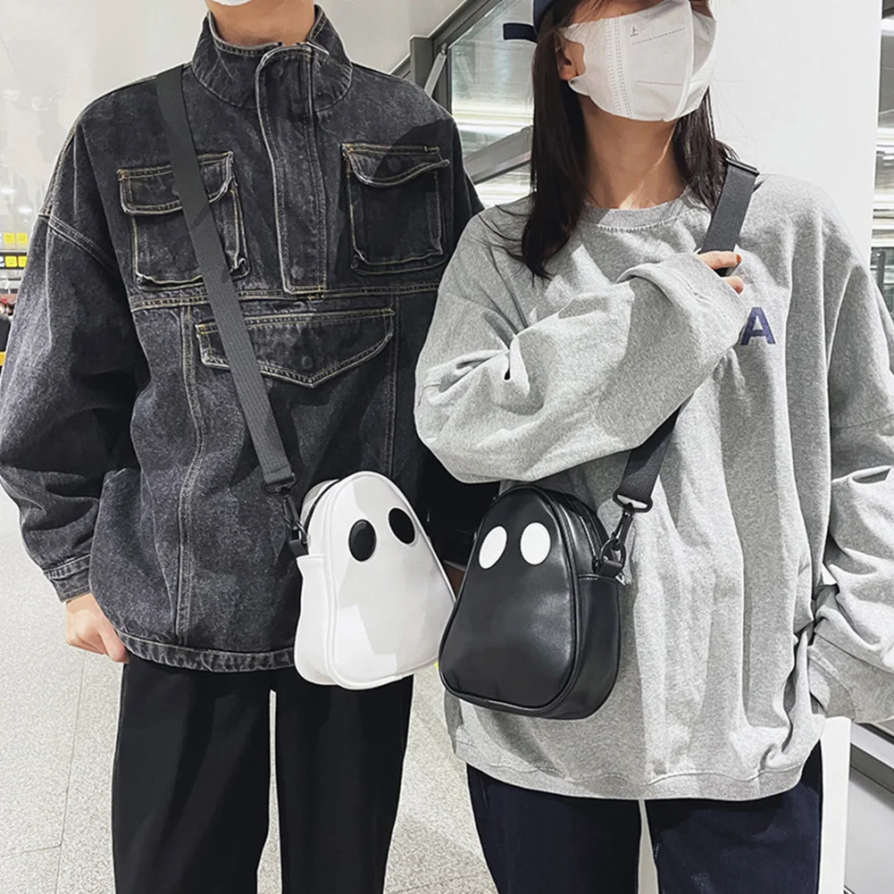 

Ghost Funny Shoulder Bag Lovely Fun Devil Fashion Leather Shoulder Bag Small Portable Unisex Shoulder Handbags Zipper for Travel