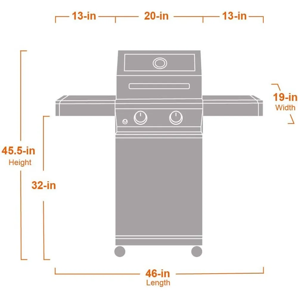 2-Burner Stainless Steel Liquid Propane Gas Grill with Clear View Lid, LED Controls Mesa