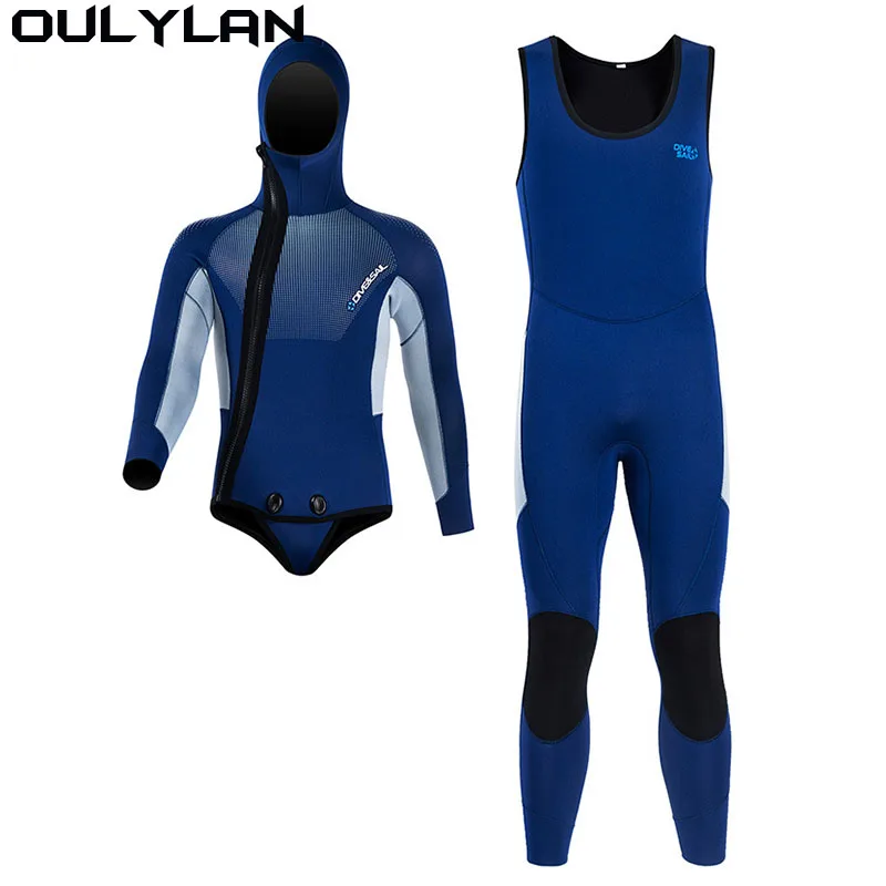 Oulylan Underwater Wetsuit 5mm Scuba Diving Suit Men Women Neoprene Hunting Surfing Front Zipper Spearfishing 2pieces Keep Warm