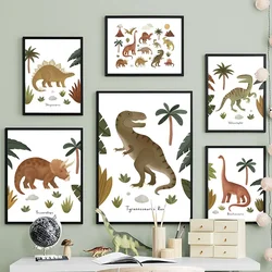 Dinosaur Tyrannosaurus Rex Triceratops Tree Cartoon Wall Art Canvas Painting Posters And Prints Wall Pictures Kids Room Decor