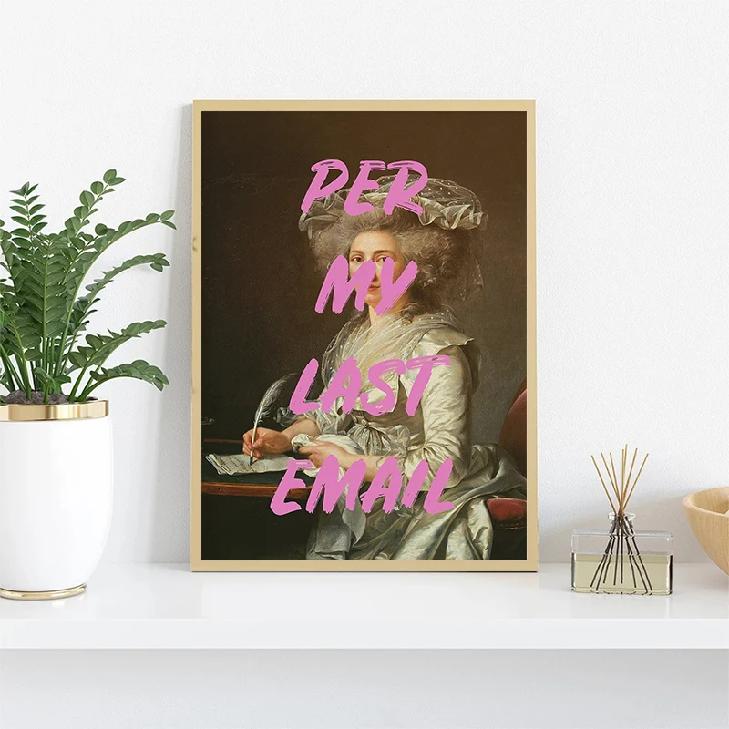 Feminist Poster, Renaissance Portrait Canvas Painting Pink Quote Classical Inspirational Art Prints for Living Room Home Decor