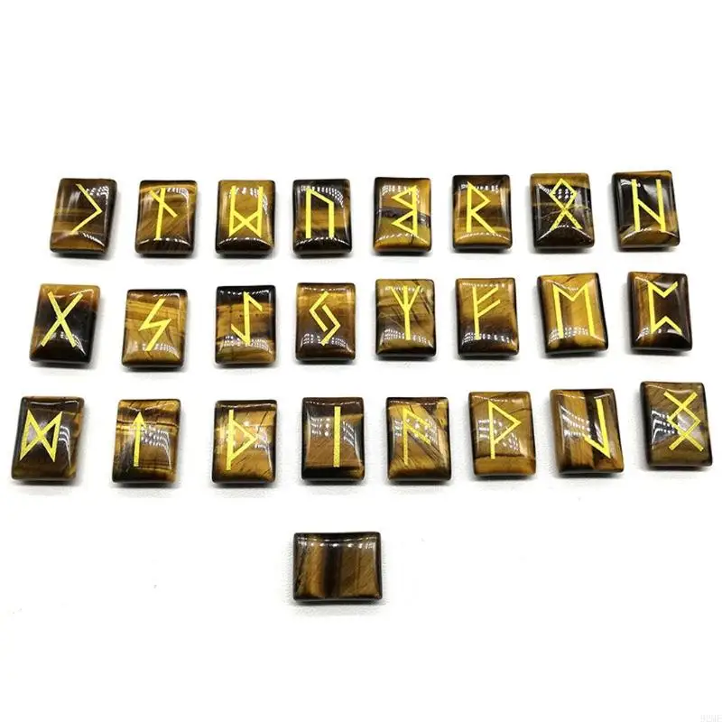 92ME 25Pcs Amorphous Runes Engraved Crystal Divination Runes