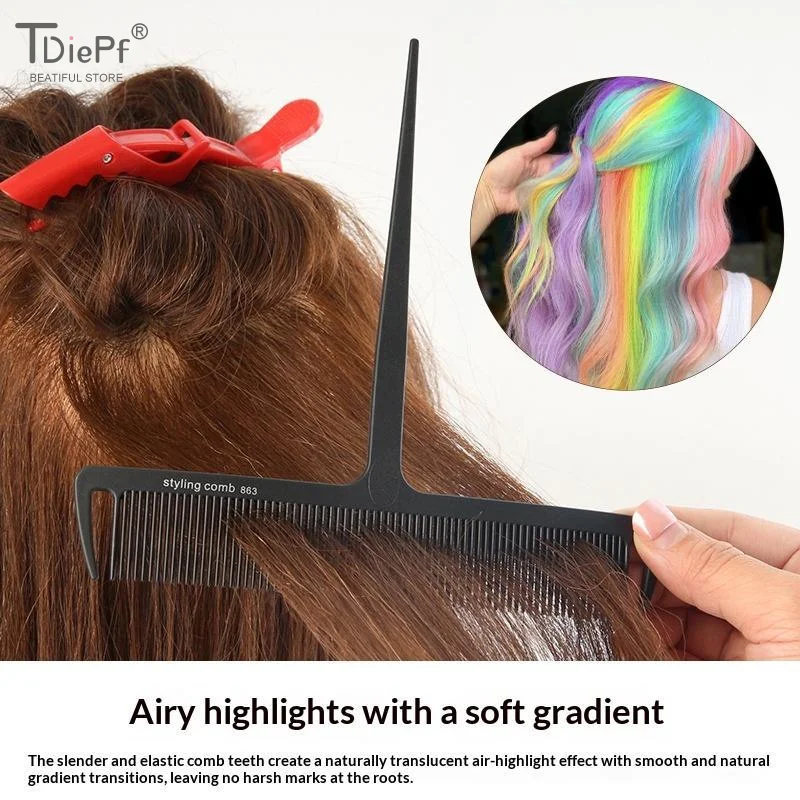 Hair Comb For Highlights Weaving Sectioning Tool For Foiling, Salon Hair Coloring Barber Stylist Teasing Accessories