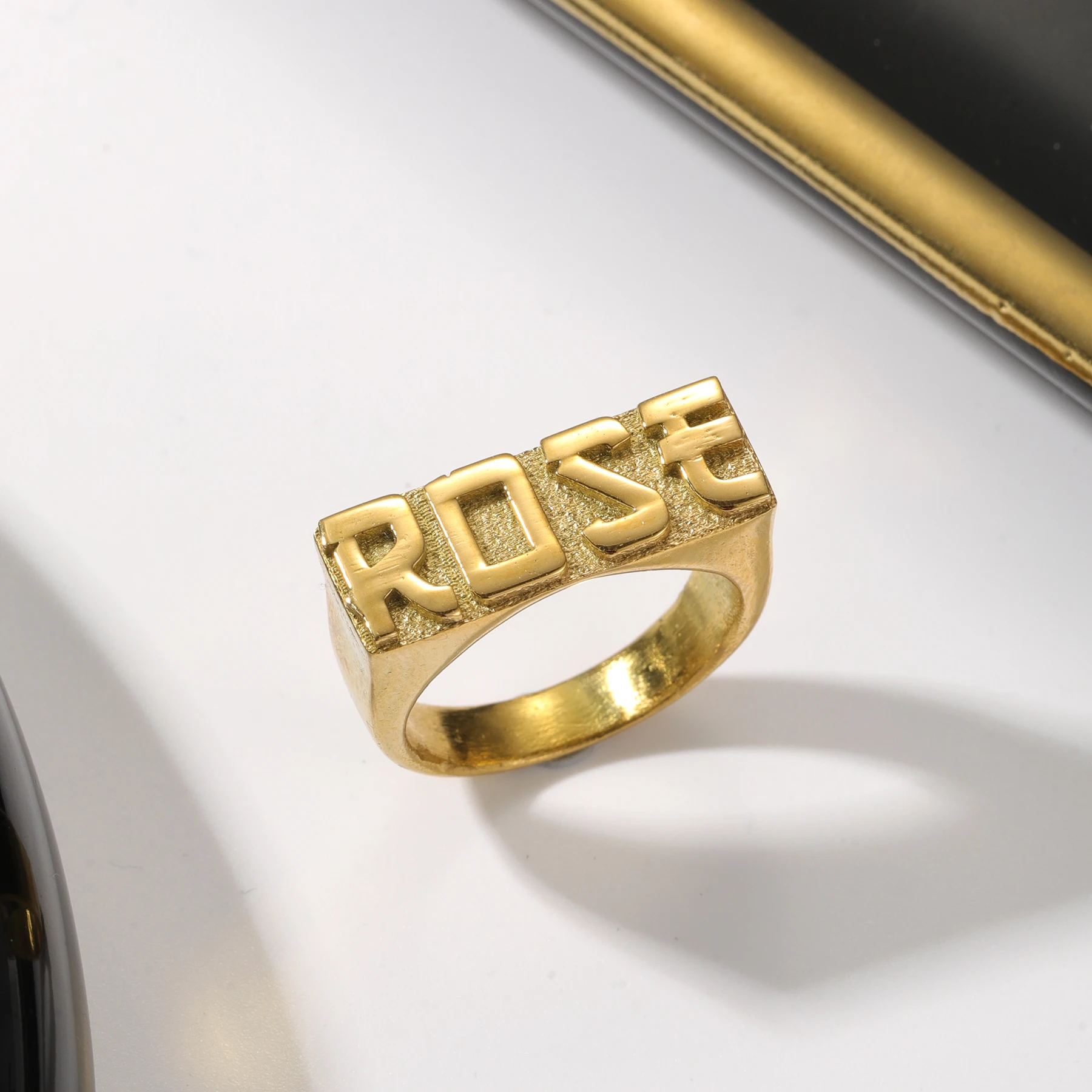 Customized 3D Name Rings Personalized  Gold Plated Custom Number Word Ring Lovely Fashion Gift For Men Trends Birthday Gift