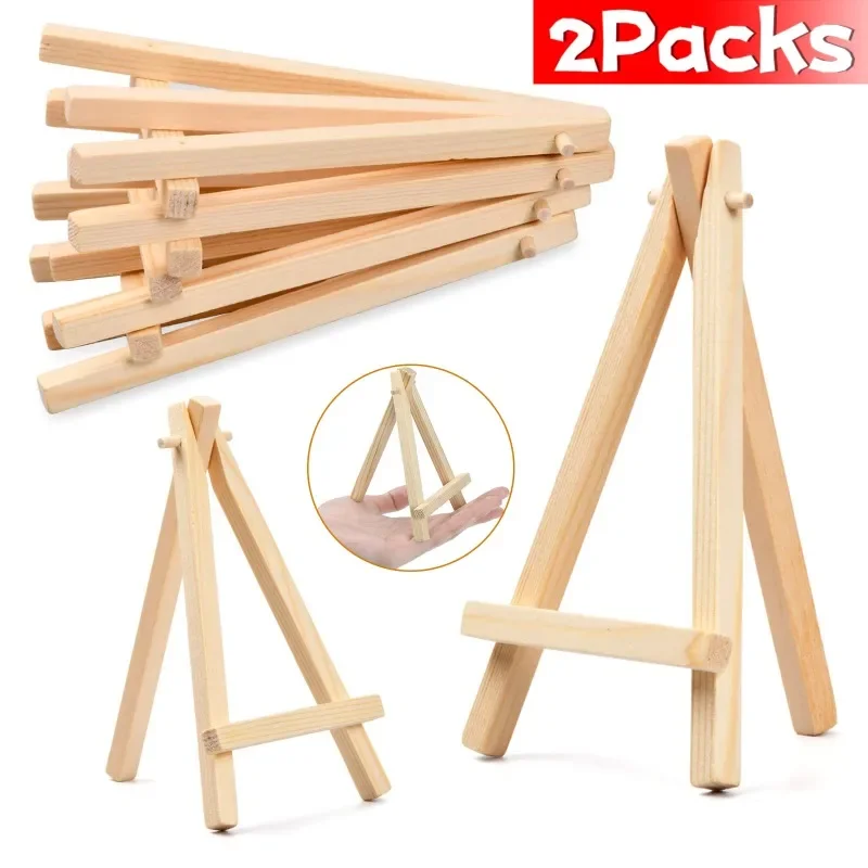 1/2Pcs Small Desk Easels Mobile Phone Holder Wooden Tripod Easels Tabletop Display Stand for Cellphone Photo Chalkboard Signs