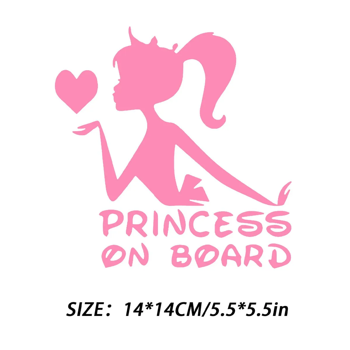 Girl Princess in Car, Vehicle Window Decoration Decals, Vinyl, Car/Truck Window Stickers, Windshield Mirror Stickers