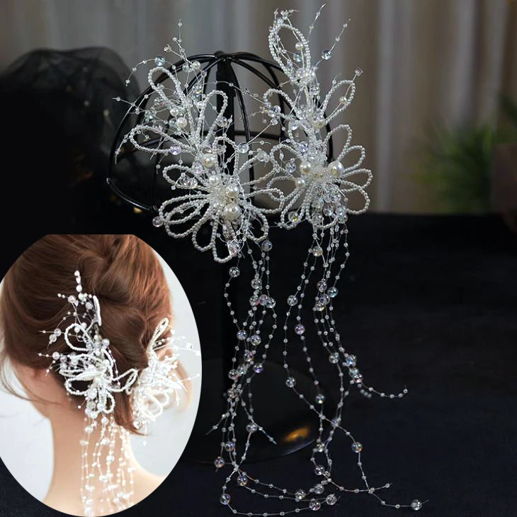 2 шт., длинная боковая заколка для волос для женщин и девочек, изысканная заколка для волос с цветком и бабочкой, аксессуары для волос, украшения для волос невесты 2 шт., длинная боковая заколка для волос для женщин и девочек, изысканная заколка для волос с цветком и бабочкой, аксессуары для волос, украшения для волос невесты