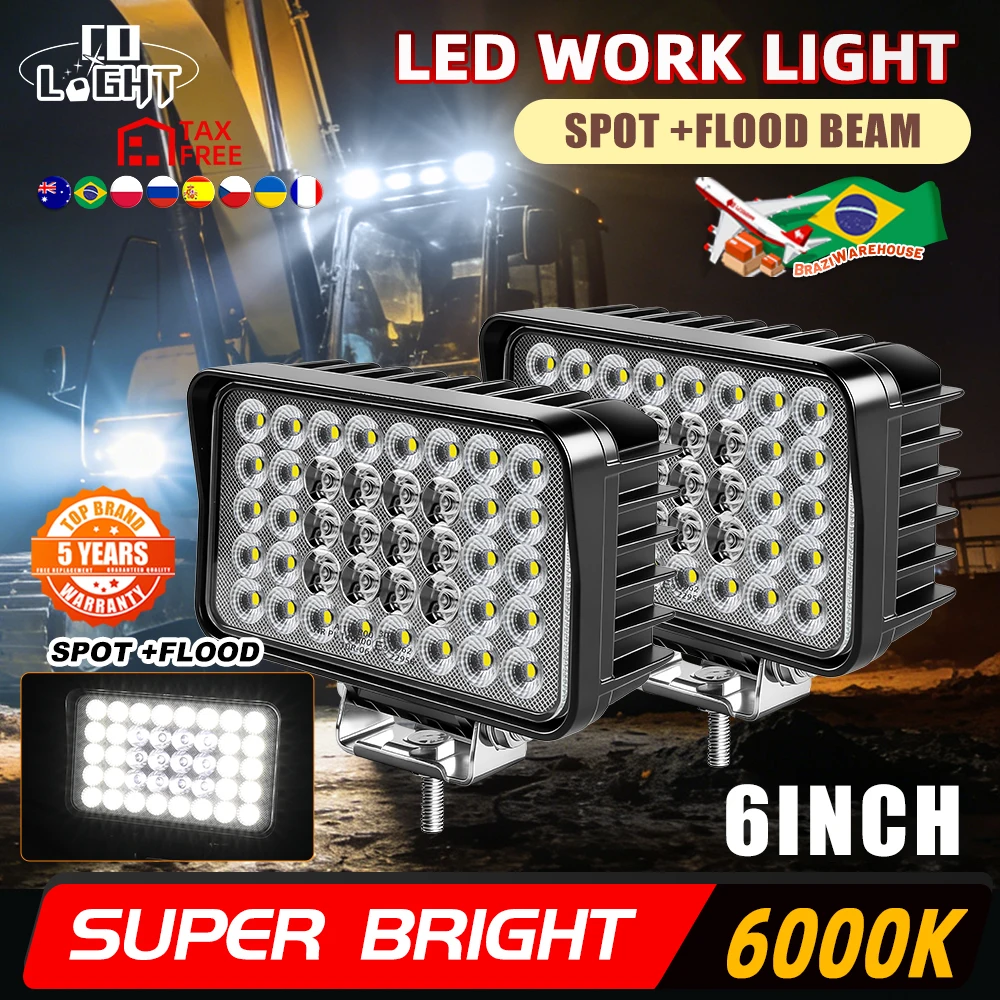 

Светодиодная рабочая фара CO LIGHT 6 дюймов, E9, точечный/рассеянный луч, 100000 лм, для внедорожников 4x4, пикапов, экскаваторов, лодок, погрузчиков, спецтехники, 12В/24В