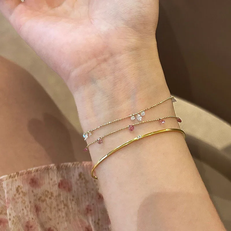 Minimalist Round Beads Chain Bracelets Minimalist Water Drop Multi Layered Wear Extremely Fine Bracelet for women Party Jewelry