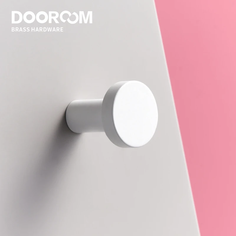 

Dooroom Brass Matt White Round Cabinet Handles Wardrobe Drawer Knobs Kids' Room Indoor Kitchen Hallway Wall Clothes Hook