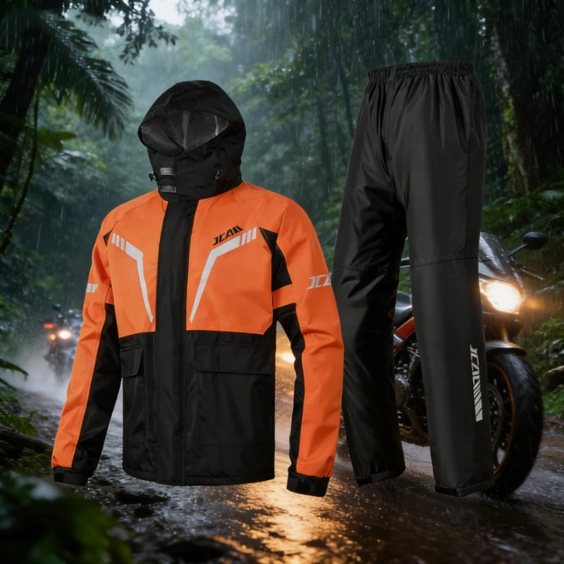JCAA Unisex Motorcycle Rain Suit, Men Women Waterproof Jacket & Pants, Heavy Rain Proof, Windproof E-Bike Motocross Raincoat