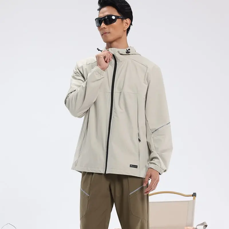 

Men's Waterproof Hooded Outdoor Camping Windbreaker: Mountain - Style Zipper Cardigan for Casual & Sports