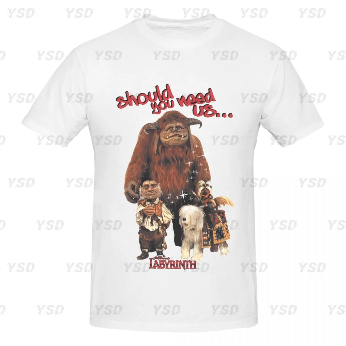 Das Labyrinth Herren-Sport-T-Shirt aus Baumwolle, eng anliegend, bequem, T-Shirt mit übergroßem Aufdruck