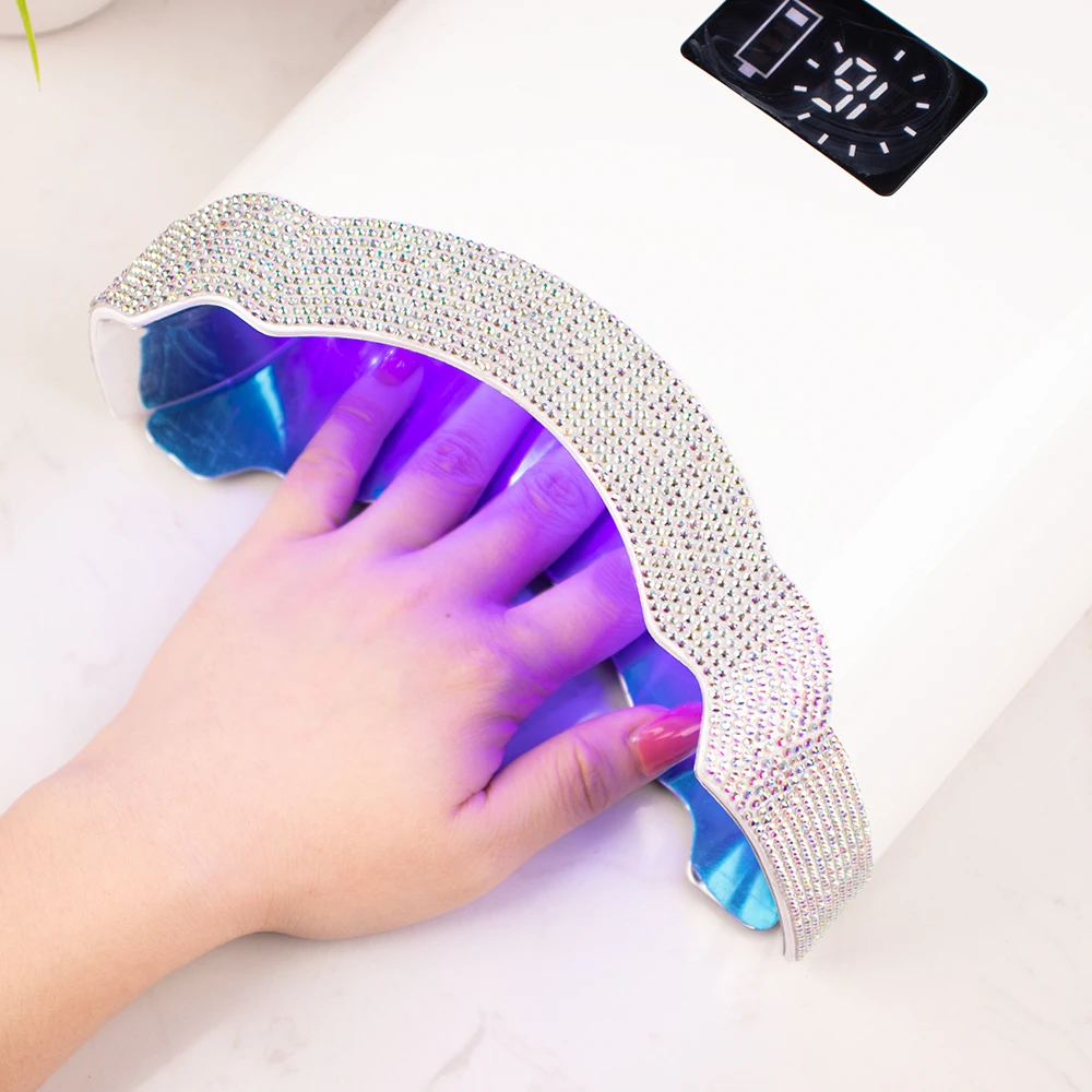 

Wholesale Portable Uv Led Light Nail Dryer 78W Rechargeable Wireless Gel Uv Nail Lamp With Rhinestones