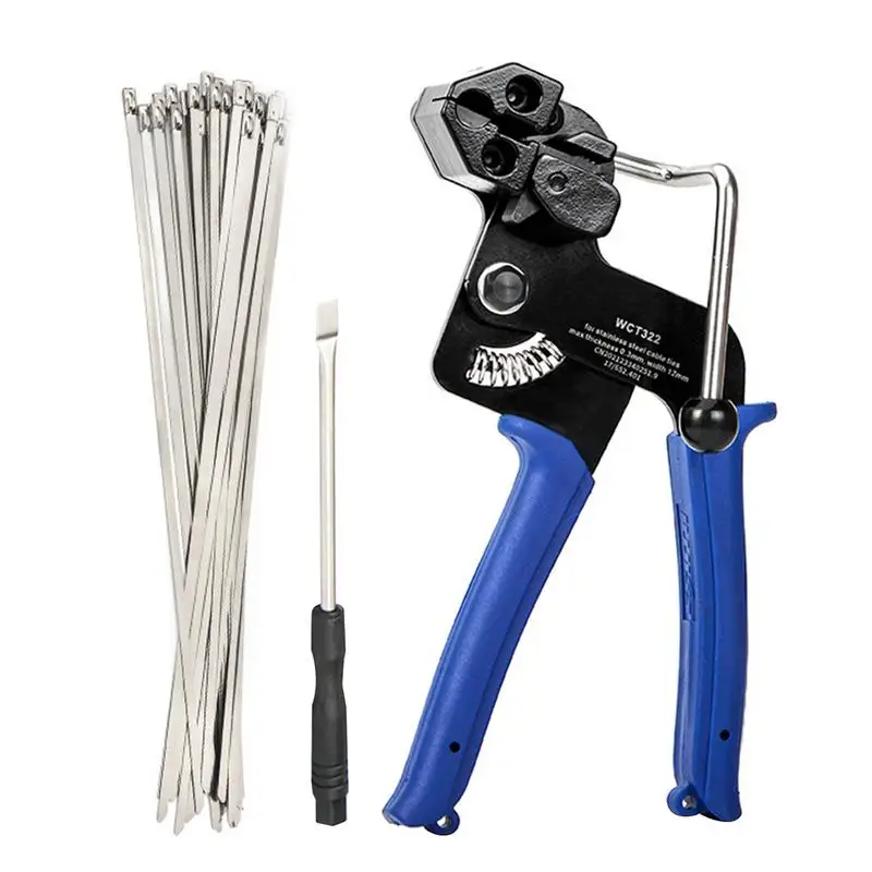 Cable Tie Tensioning Tool Stainless Steel Zip Tie Release Tool Heavy-Duty Self-Locking 100pcs Zip Ties Tensioning & Cutting