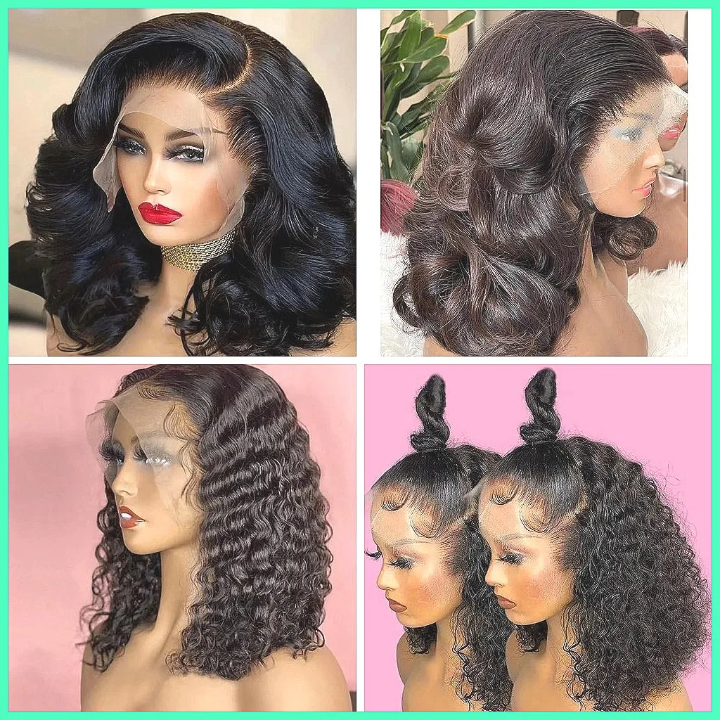 

Короткий парик-боб с кружевной передней частью и волнистыми локонами, из синтетических волос - готов к отправке