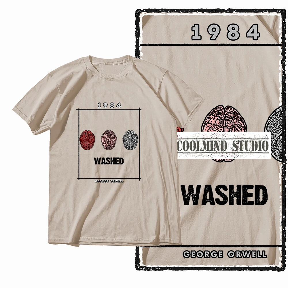 Coolmind X0002 100% Cotton Big Size 1984 Print Exclusive Graphic Men T Shirt Loose Men T-Shirt Casual T-Shirt for Men Tees