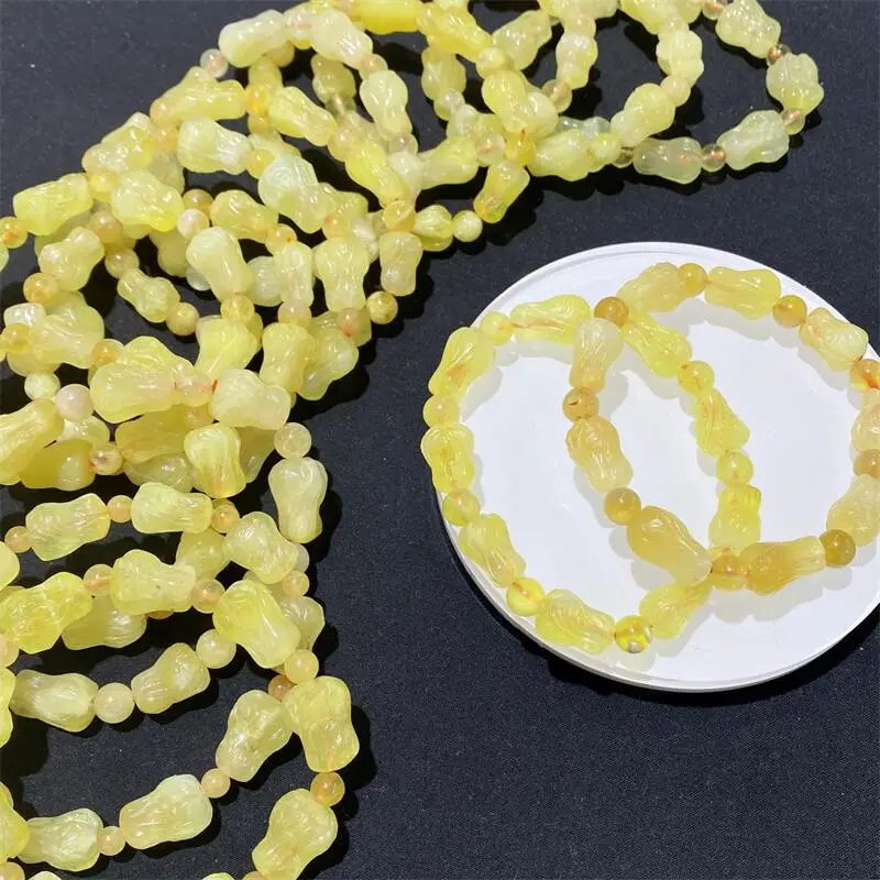 

Natural Gold Prehnite Chinese Cabbage Bead Bracelet Women Men Handmade Stretch Luxury Jewelry Energy Healing Holiday Gift 1pcs