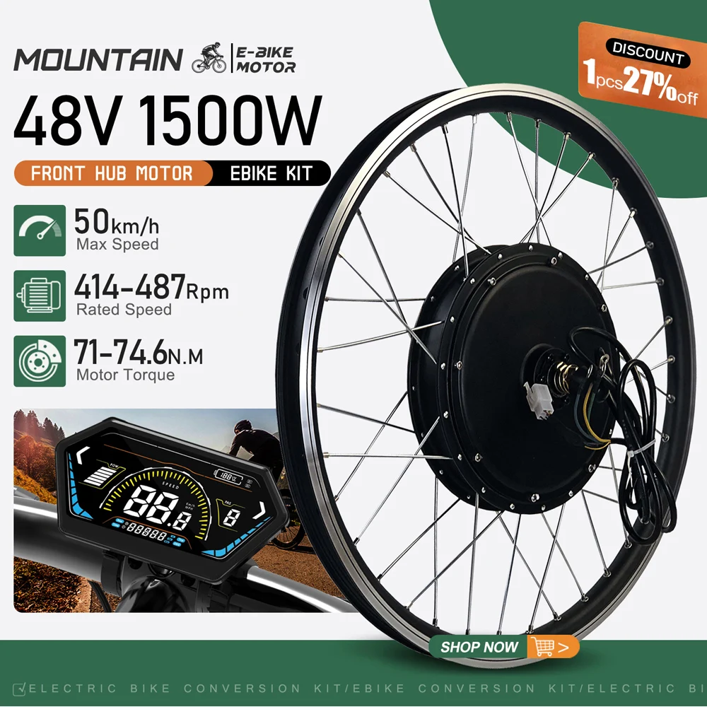 48V 1500W Electric Bicycle Conversion Kit Front Wheel Hub Motor 20’24’26’27.5’28’29 inch700C Ebike Conversion Kit For Mountain