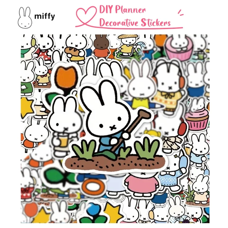 

New Miffy Cartoon Cute Sweet Decorative Sticker Student High Color Value diy Mobile Phone Hand Account Notebook Sticker Gift