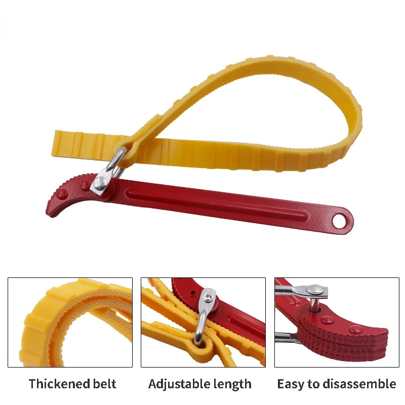 Belt Wrench Oil Filter Puller Adjustable Strap Spanner Strap Opener Cartridge Disassembly Tool Chain Wrench Strap Opener