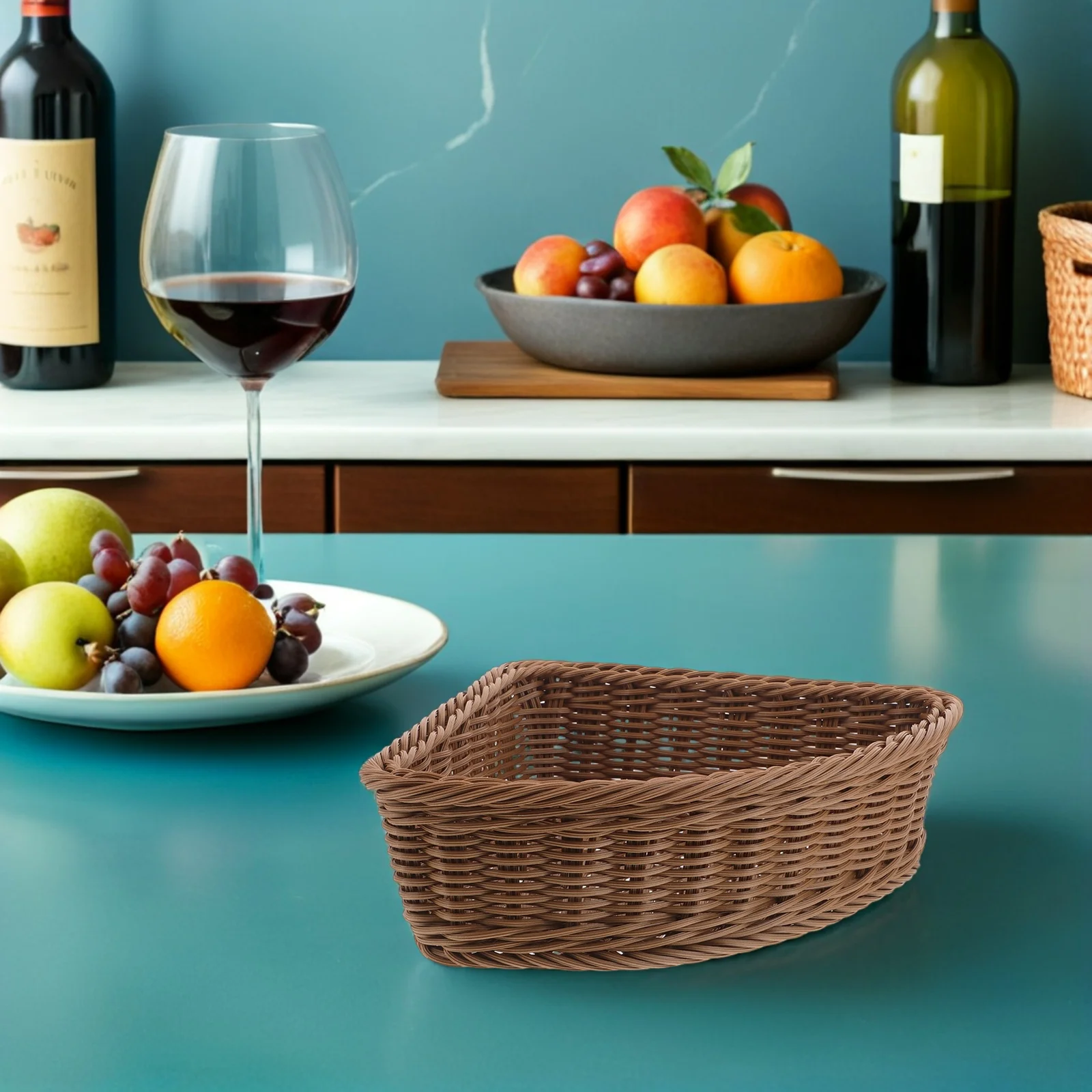 Corner Triangle Storage Basket Woven Organizer Bin For Snack Clothing Cosmetics Sundries Bathroom Wardrobe Kitchen Shelf