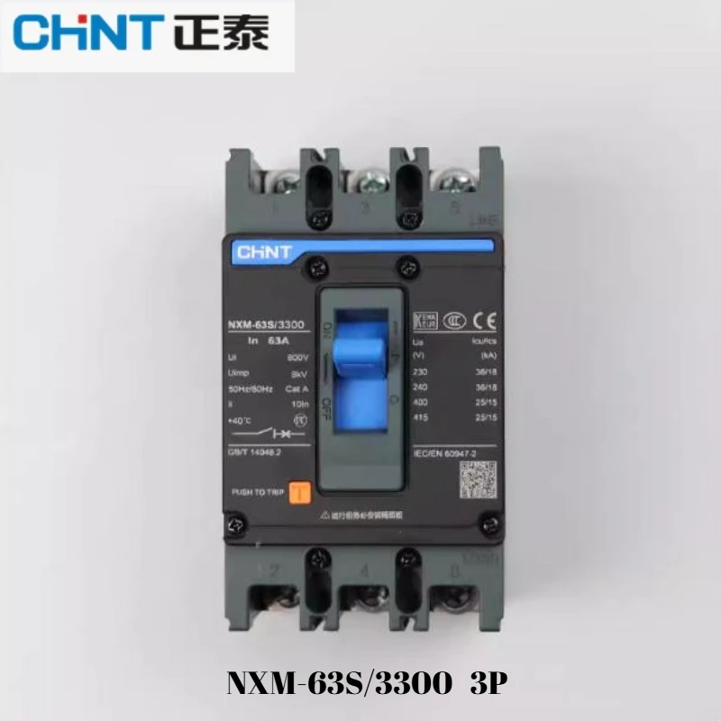 

Chint Kunlun NXM-63S/3300 3P Air Switch Circuit Breakers 10A-63A Electromagnetic Trip -35℃~70℃ for Commercial Buildings