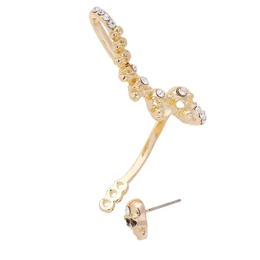 1PC Personality Crystal Skeleton Jacket Earrings for Women Fashion Skull Ear Cuff Piercing Earrings Halloween Jewelry Best Gift view 5