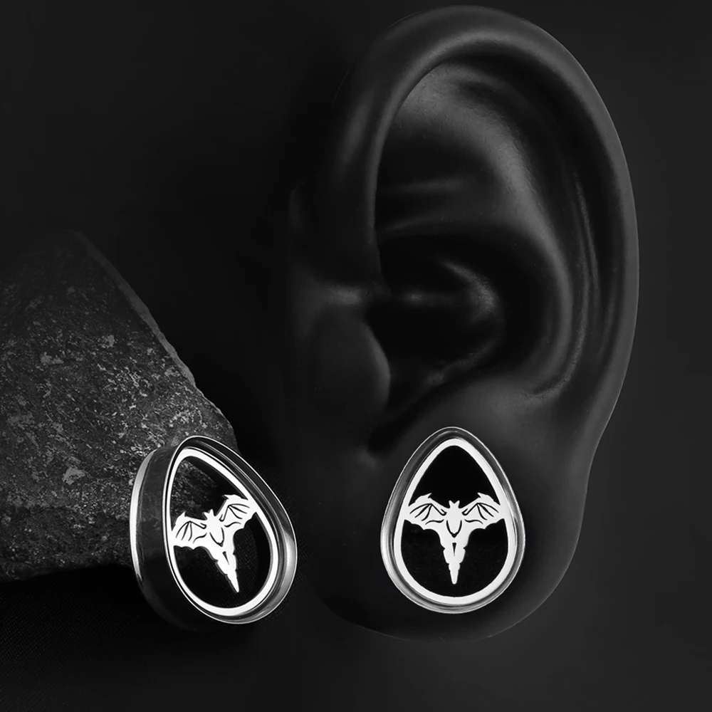 Twolobes 2 pz Teardrop Double Flared Bat 316 in acciaio inox Ear calibri tappi tunnel Piercing donne Body Jewelry barella