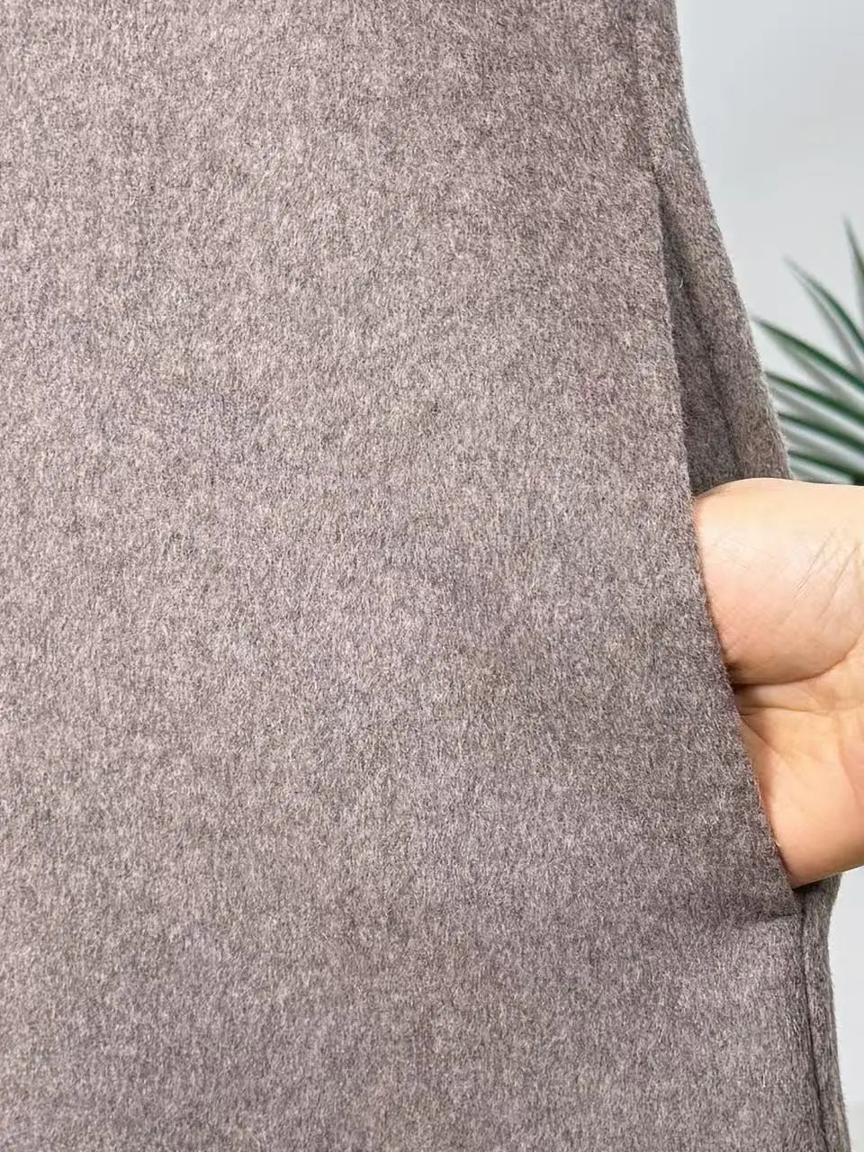 เสื้อโค้ทขนสัตว์สองด้านทรงยาว ปกแบบเทเลอร์ กระดุมสองเม็ด สำหรับผู้หญิง สไตล์ลำลอง เรียบหรู สำหรับการเดินทาง  ไซส์ S สำหรับการค้าขายออนไลน์