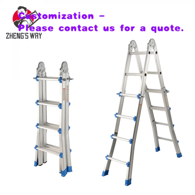 custom.Aluminum Extension Multi-purpose Step Ladder Folding Ladders Modern Ladder Sliver Degree Aluminum 1.5
