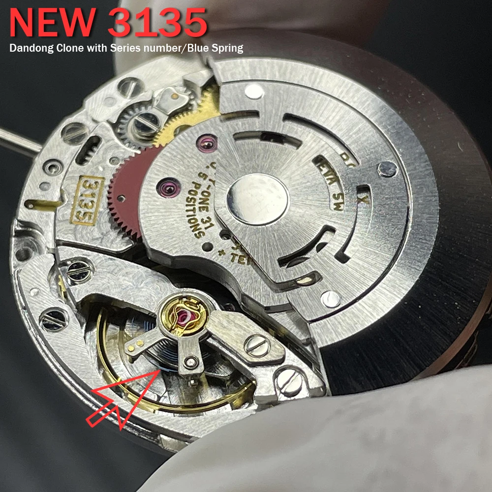 Dandong Clean 3135 Movement China Clone Version Automatic Mechanical Mechanism Replace Sub/DJ Series Blue Spring with Series No.