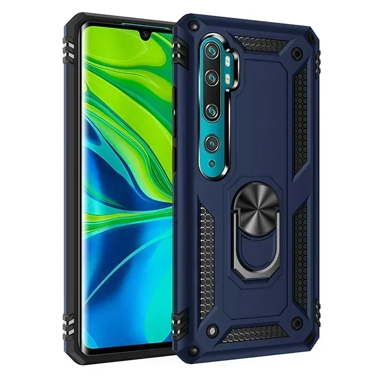 dla Xiaomi Mi Note 10 Lite Armor Shockproof Case dla Xiaomi Mi 10T 10 T Pro Military Drop Protective Car Holder Ring Case Cover