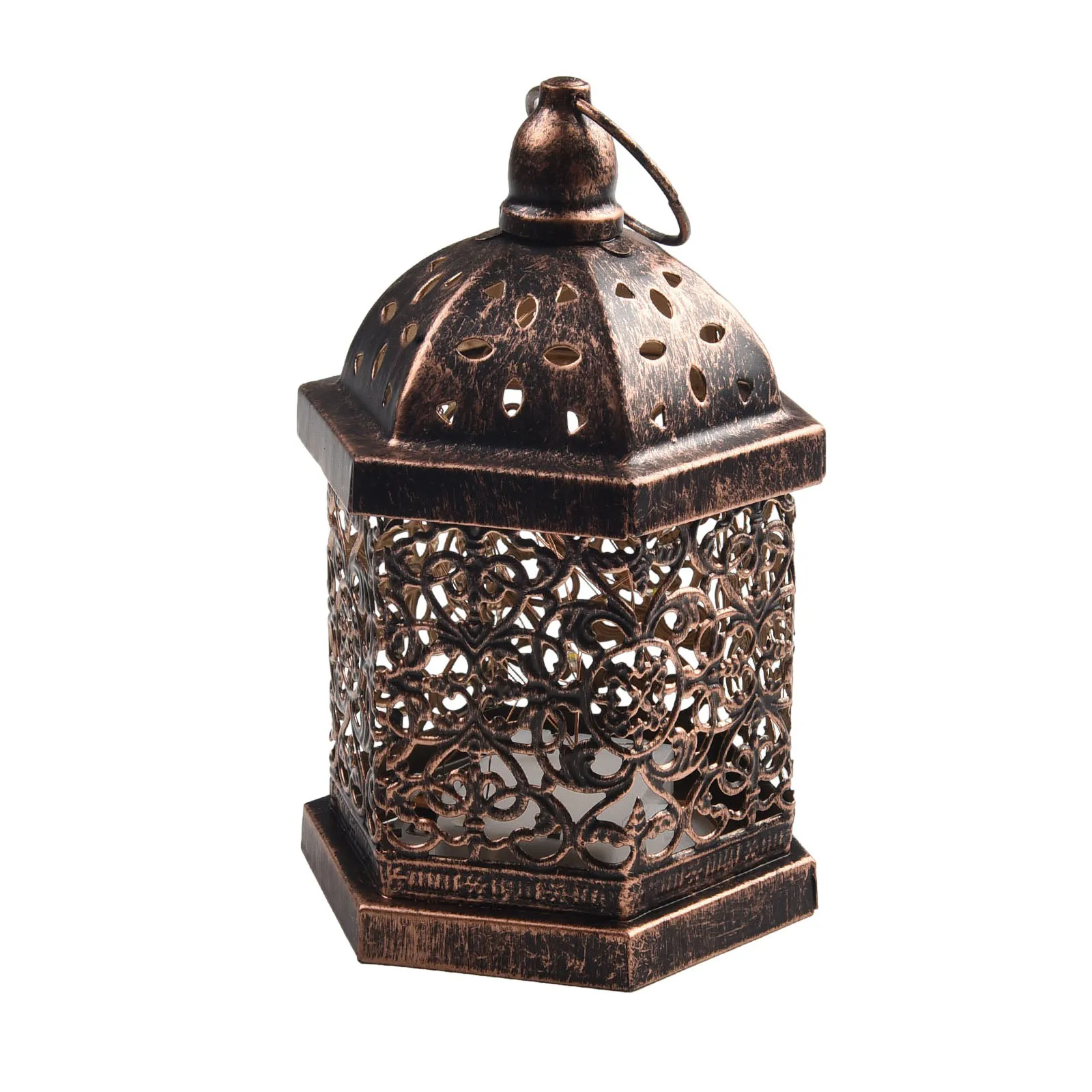 

1 Pc Night Light Brass Effect Moroccan Style Metal Iron Lanterns M/L Hanging Night Light Hanging For Out Garden Decoration