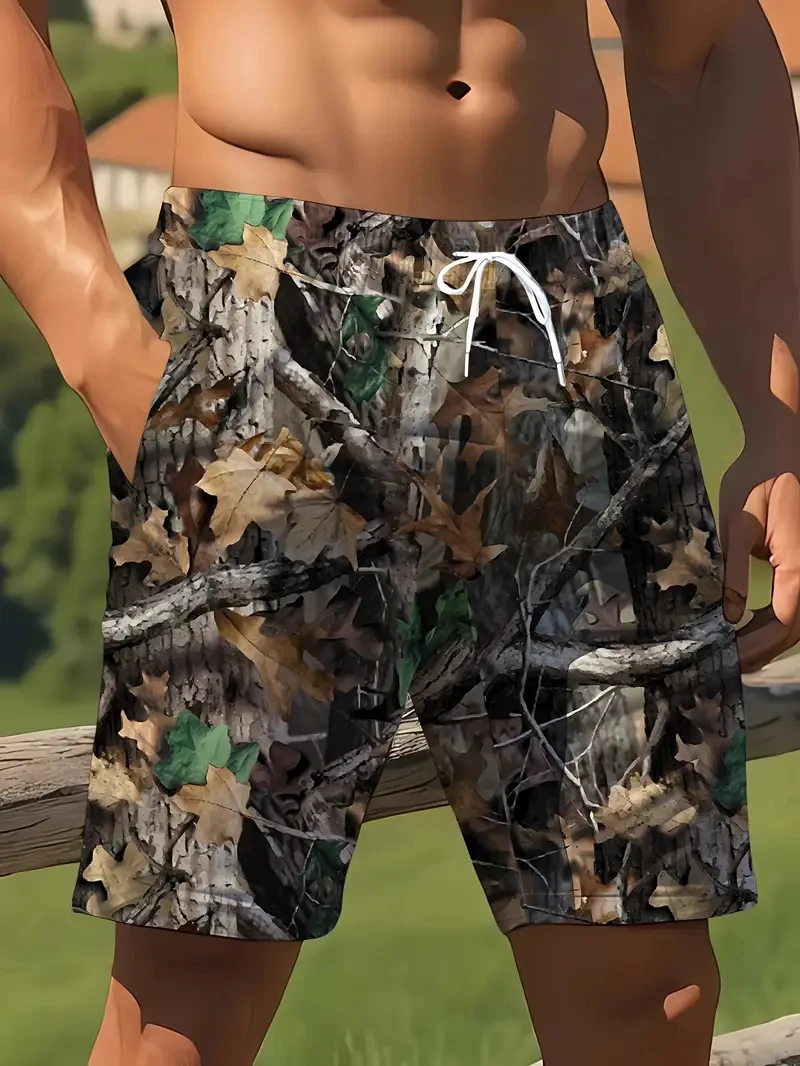 

Винтажные шорты с 3D принтом растений, мужские шорты с лесной графикой, летние гавайские шорты для плавания, детские свободные шорты со льдом