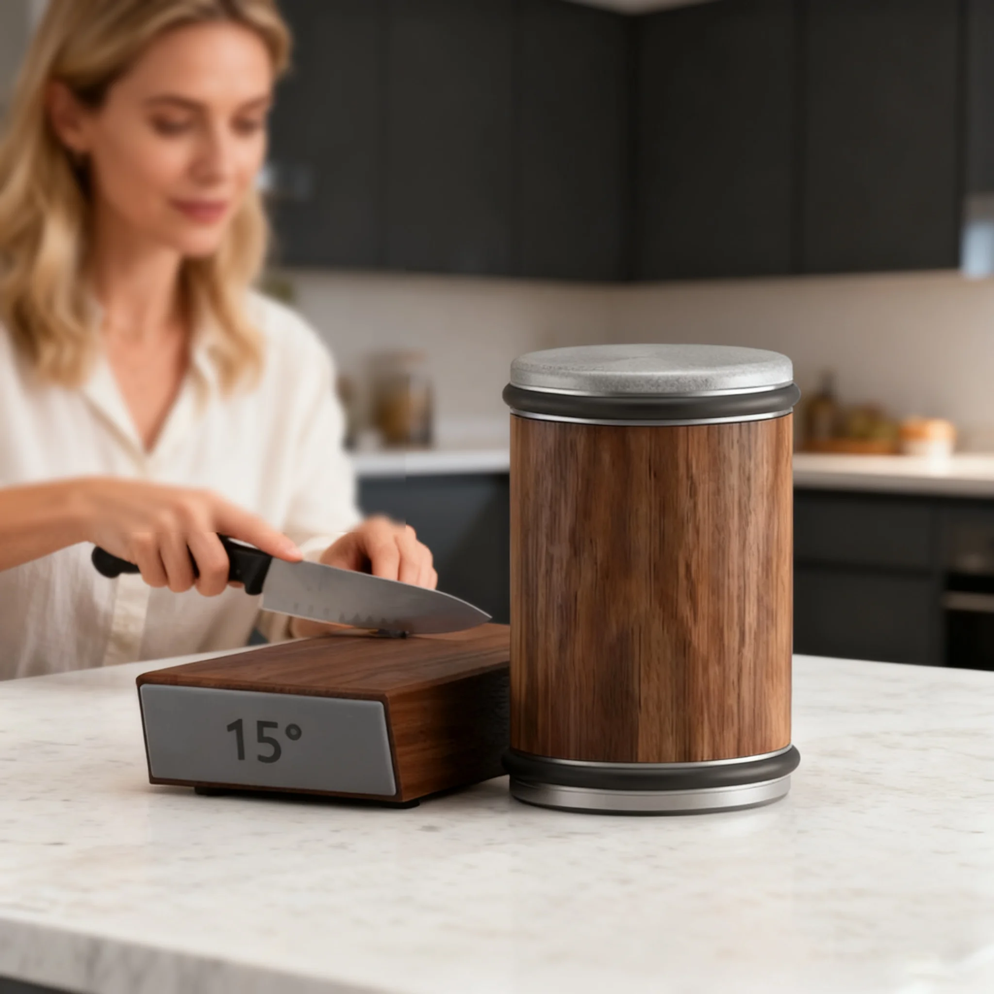 

Rolling Knife Sharpener For Straight Edge Knife Sharpener Kit With 15/20° Degree Magnetic Angle For Kitchen Knives Whetstone Set