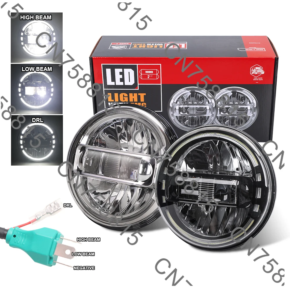 

For Jeep Mahindra Tal Truck, 2024 Light Emitting Diode King Kong Headlight 7 Inch Headlight