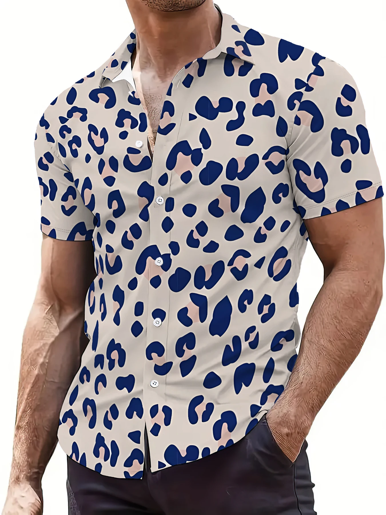 2026 Summer New Style Men's Short-Sleeved Shirt with 3D Spot Pattern Print - Comfortable Soft Breathable and Lightweight