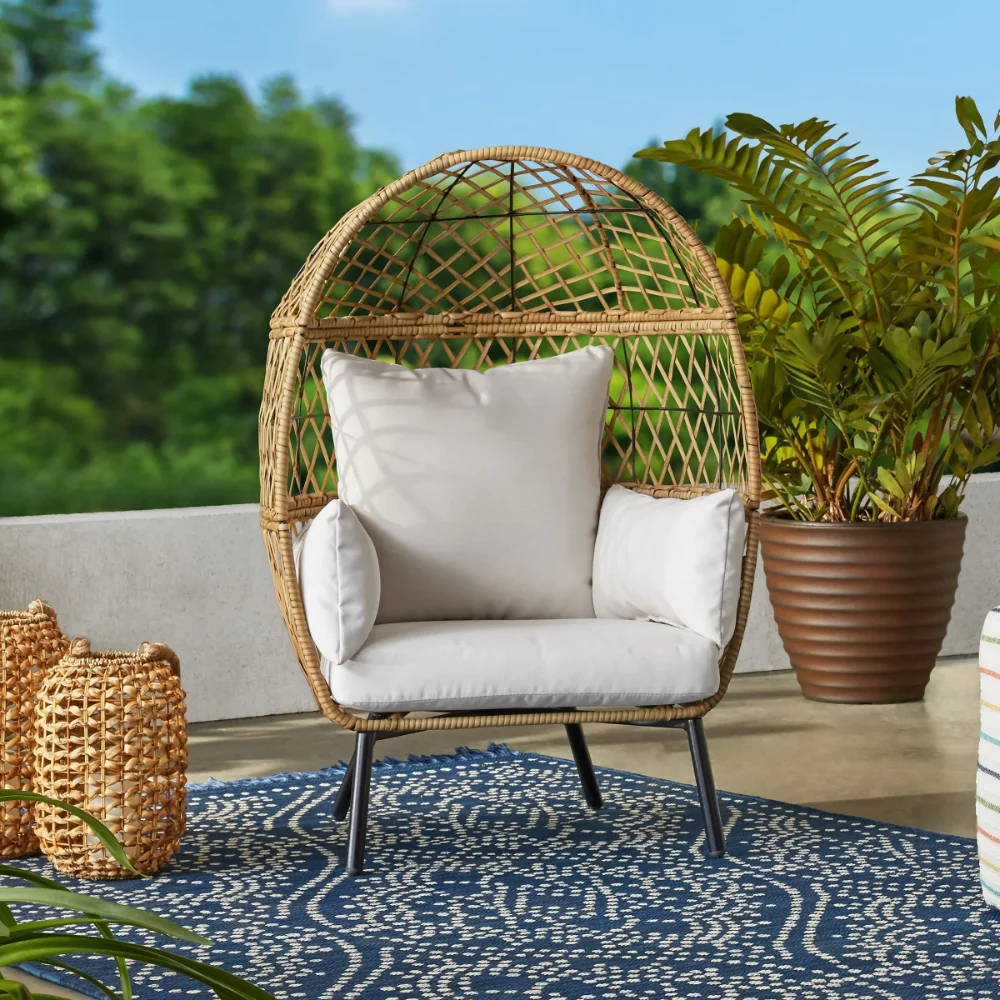 

Egg Chair Outdoor, Indoor Oversized Rattan Patio Lounge Chairs with Cushion for Backyard, Living Room Kid's Egg Chairs