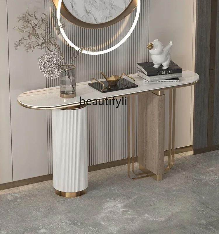 

smt03 new Affordable Luxury Style Console Modern Minimalist Side View Italian Minimalist Stone Plate Aisle Corridor Entrance Cab