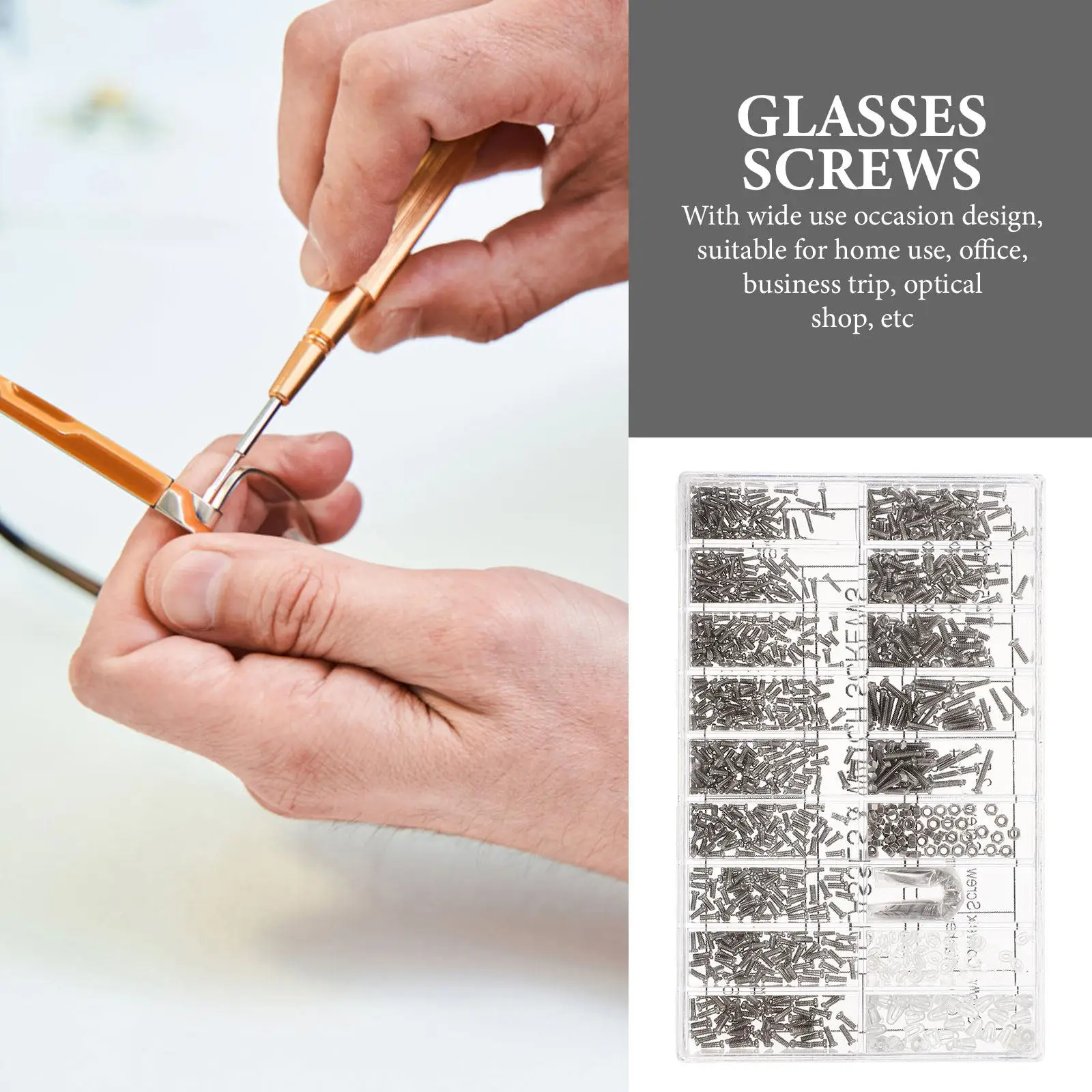 

1Set Glasses Repairing Screws Kit Metal Sunglasses Replacement Screws Professional Eyeglass Screw Tool Wide Use Eyeglasses