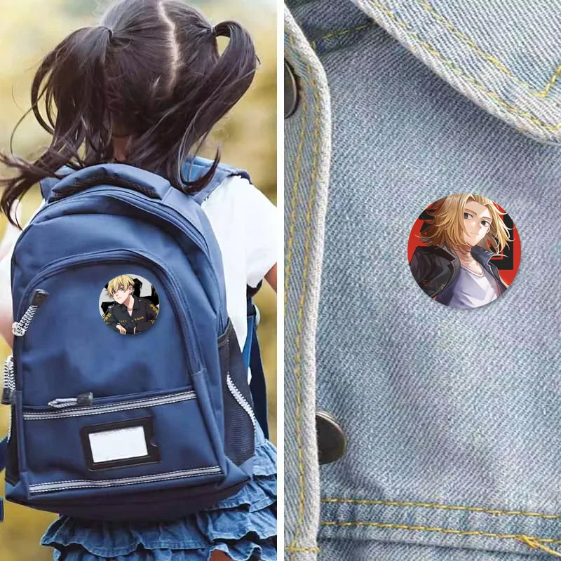 أنيمي طوكيو المنتقمون دبابيس سبيكة مستديرة Hanagaki Takemichi الكرتون الشكل شارات المينا دبابيس ظهره الملابس الصدر الحلي #2