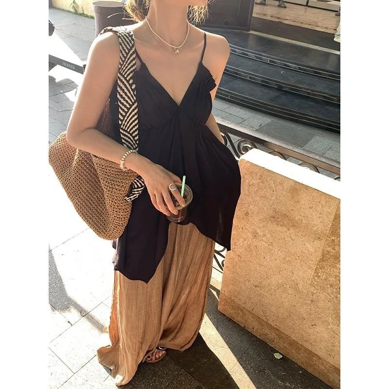 

2026 Summer New Women Irregular Cami Tank Top Pure Hot Girl Style Outer Wear Sleeveless Vest Unique Waist Fitted Slim Elegant