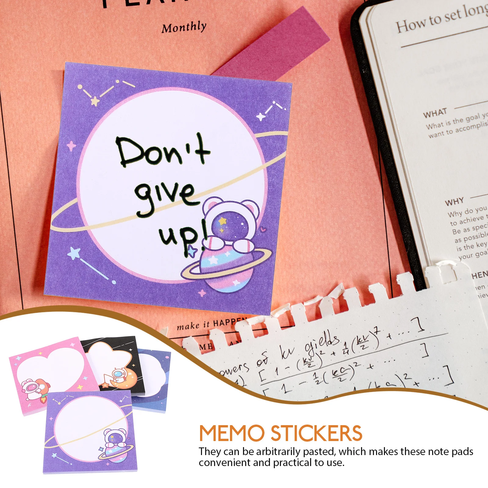 

12 Books Cartoon Memo Pads Adhesive Portable Notepads for Office School Home Daily Use Note Pads Memo Stickers