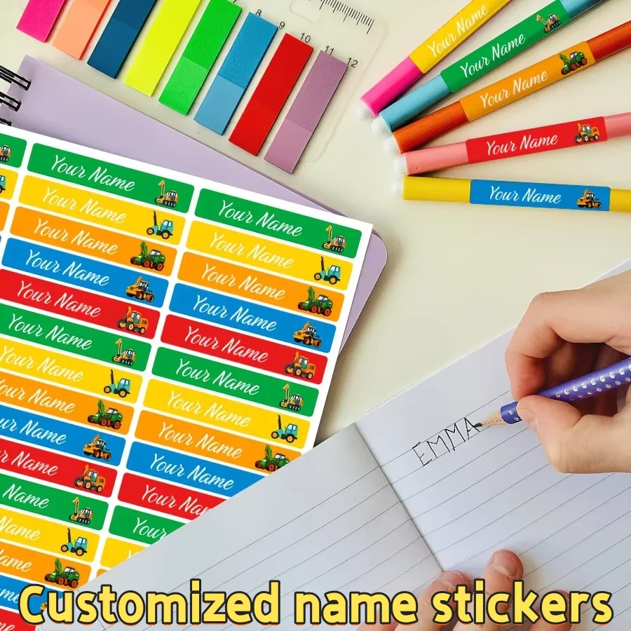 

Large Name Labels Custom Stickers for School Supplies - Durable, Stickers for Water Bottles, Lunch Boxes, and More with Designs