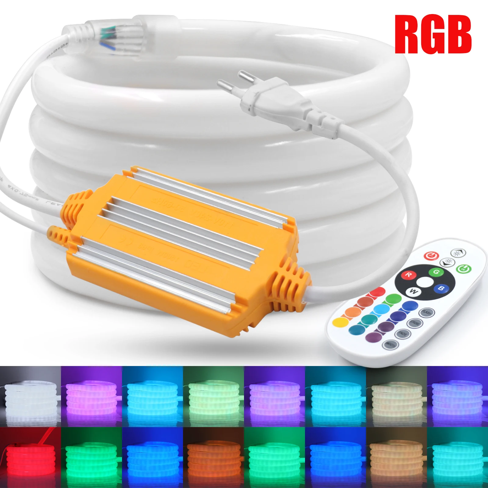 AC 220V RGB Neon Strip IP67 Waterproof Indoor Outdoor Room Garden Decoration Flexible Ribbon Stripe Chain Tape LED Light