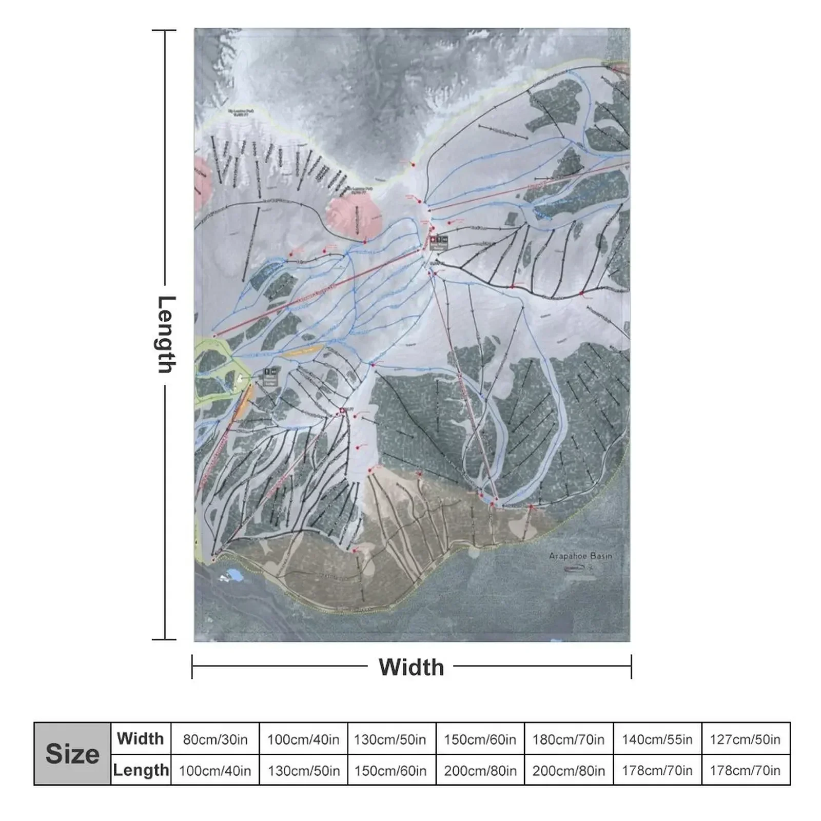 Arapahoe Basin Resort Trail Map Throw Blanket Loose Travel for sofa Shaggy Cute Plaid Plaid Blankets