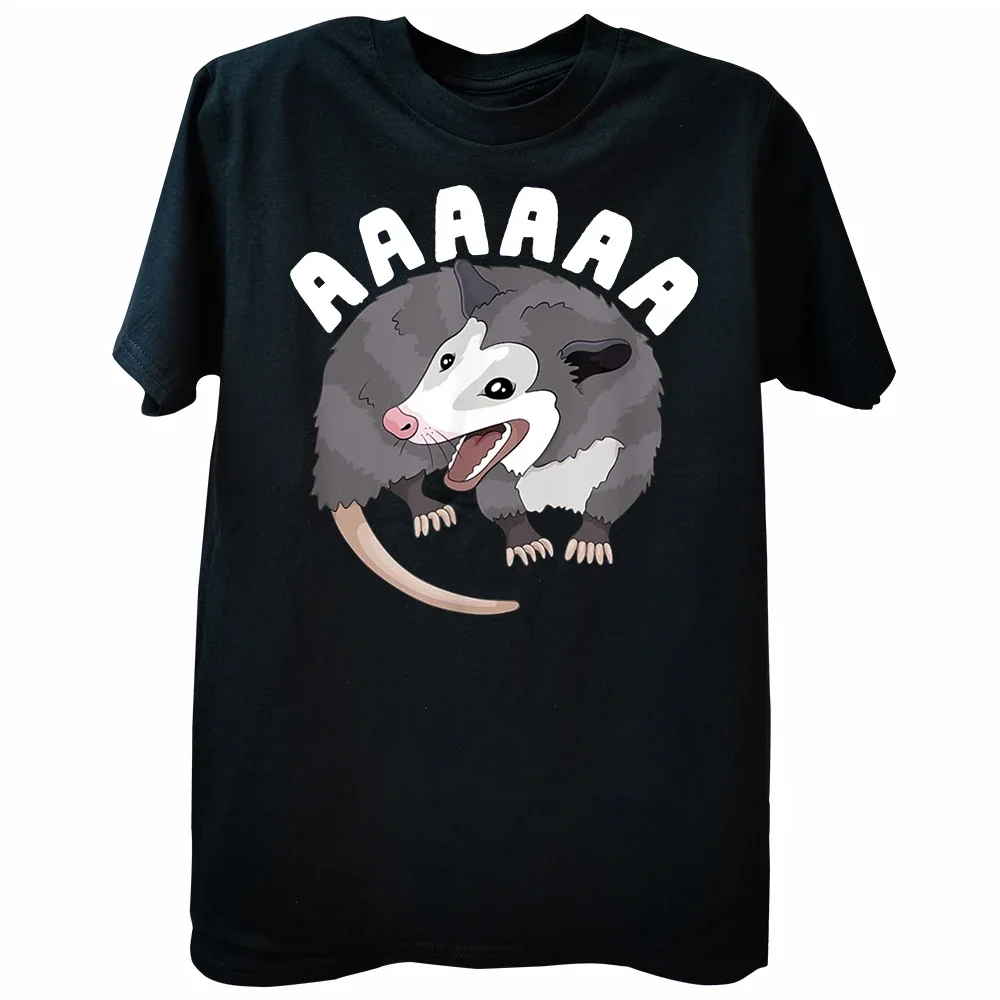 AAAAAA Screaming Opossum Stressed Possum Funny Dank Meme T-Shirt Classic Men's Top T-shirts Cotton Tops Tees Party